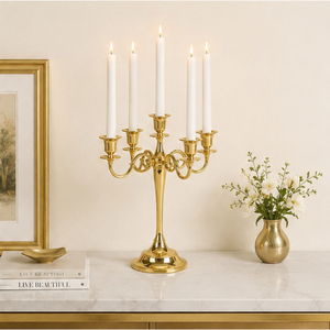 Candelabro de Metal Dorado de 5 Brazos, Centro de Mesa para Bodas, Portavelas, Decoración para Eventos y Fiestas, Directo de Fábrica - Product Image 4