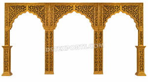 Nouvelle Arrivée : Panneaux Sculptés Or et Rouge pour Scène de Mariage Musulmane – Design Traditionnel Élégant, Taille Personnalisable, Métal Léger - Product Image 2