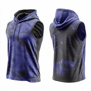 Camisetas sin mangas con capucha para culturismo, sublimadas, para entrenamiento, fitness, para hombre, ajustadas, para gimnasio, camisetas con capucha sublimadas - Product Image 4