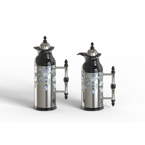 Thermos portable en acier inoxydable avec motif floral et poignée en bois, isolé pour la cuisine et la table - Product Image 3