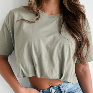 Camiseta Corta de Verano para Mujer, Holgada, Oversize, con Hombros Caídos, Cuello Redondo, 100% Algodón Pesado, Estilo Boxy - Product Image 4