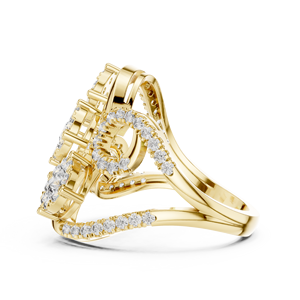 Anillo de Lujo para Mujer, Chapado en Rodio, Oro Amarillo/Rosa/Blanco de 18k, con Tres Piedras en Halo y Engaste a Presión, para Uso Diario o Bodas, CVD - Product Image 4