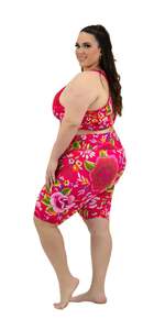 Shorts Activewear Femme Taille Basse à Imprimé Floral, Séchage Rapide, Respirant, en Coton Spandex, avec Cordon de Serrage, Tricoté - Product Image 2