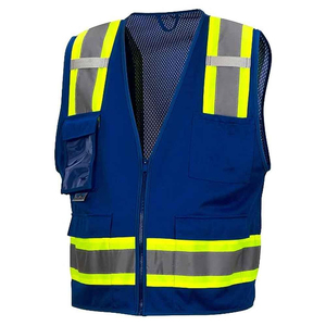 Chaleco de Seguridad Reflectante Reversible Azul para Hombre con Bolsillos, Cuello en V, Cierre de Tirantes, Ropa Exterior Transpirable para Uso Casual de Verano - Product Image 6
