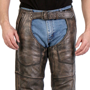Guêtres en cuir vieilli vintage pour homme, style western, pour l'équitation et la moto, avec taille réglable et protection des jambes - Product Image 6