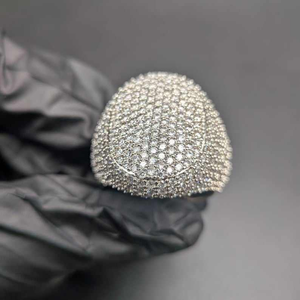 Luxury Moissanite Iced Out <b>Dome</b> <b>Ring</b> 925 Silver Hip Hop Jewelry Sparkling Statement <b>Ring</b> Mens Womens Gift Elegant Bold Style - Product Image 3