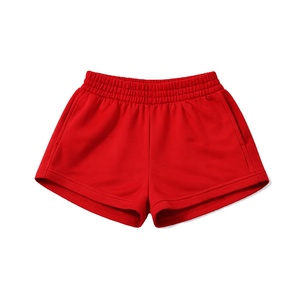 Shorts en tricot orange pour femmes, taille mi-haute, fermeture élastique, respirant, style décontracté, couleur unie, coupe régulière - Product Image 2