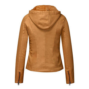 Chaqueta de moto de cuero PU rosa para mujer, de manga larga, con cuello alto y cierre de cremallera, color sólido, ideal para otoño. - Product Image 5