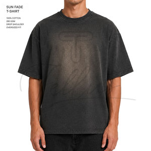 T-shirt unisexe en coton épais surdimensionné, personnalisé haut de gamme, coupe épaules tombantes, délavé à l'acide et effet soleil éclairé - Product Image 1