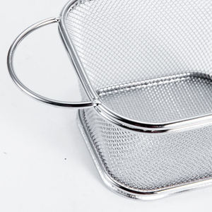 Cesta de almacenamiento de acero inoxidable electrochapado con doble asa y diseño de malla para patatas fritas, patatas a la francesa, dim sum y otros alimentos. - Product Image 2