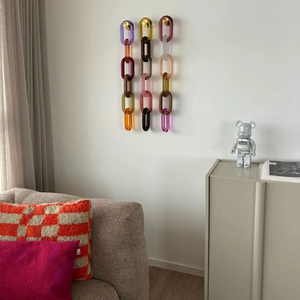 Gran cadena de eslabones de resina acrílica Big Chucky, arte de pared artificial y cadena de resina multicolor - Product Image 1