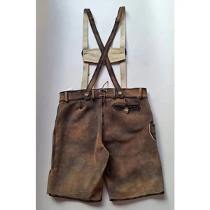 Lederhosen Bavaroises ZASSON SPORTS OEM d'usine, unisexe, traditionnelles, pour l'Oktoberfest, en cuir véritable, motif uni - Product Image 2