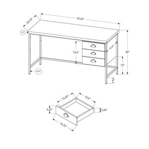 Scrivania Moderna Contemporanea da 55 Pollici per Ufficio Domestico, Laminato Marrone con Cassetti in Metallo Nero - Product Image 4
