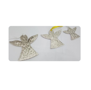 Ornements suspendus en métal texturé, ailes d'ange décoratives en plusieurs tailles avec rubans pour Noël, les fêtes et la décoration d'événements - Product Image 6