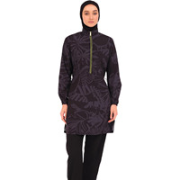Nouvelle Collection OEM – Burkini Modeste pour Femme, Maillot de Bain Sportif Islamique 2 Pièces à Manches Longues et Coupe Haute, Grande Taille avec Imprimé Frontal
