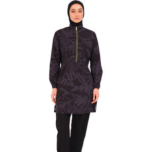 Oem New Collection Modest Hijab Women's Burkini Long Sleeves Sport Swimsuit <b>Islamic</b> 2 Piece Set Plus Size <b>Print</b> Quick Dry Front - Product Image 4
