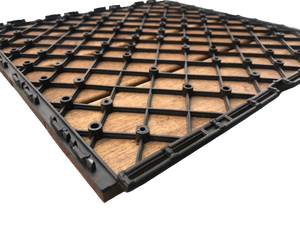 Azulejos de cubierta de enclavamiento de madera de fácil instalación de 11,8 "x 11,8" Azulejos de enclavamiento de madera de acacia rústicos para suelo exterior e interior 4 listones - Product Image 5