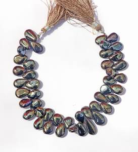 ลูกปัดสปิเนลสีดำธรรมชาติทรงลูกแพร์เรียบเนียน ร้อยเป็นเส้น สำหรับทำเครื่องประดับแฮนด์เมด ขายส่ง - Product Image 1