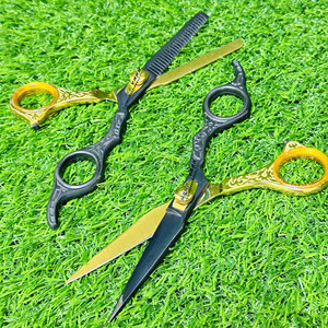 Juego de Tijeras de Peluquería, Tijeras de Corte de Pelo, Tijeras de Entresacar con Apoyo para los Dedos, Juego Profesional de Salón de 2 Piezas - Product Image 1