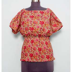 Hermosas Blusas Florales Vintage 100% Algodón para Mujer, Casuales, Transpirables, Ecológicas, Moda Primavera Verano, Mangas Cortas - Product Image 1