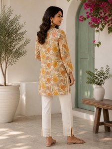 Top-Demanded Long Women's Cotton Rayon Kurti Trendy Floral Printed for <b>Work</b> or Parties Worldwide Supply Available - Product Image 3