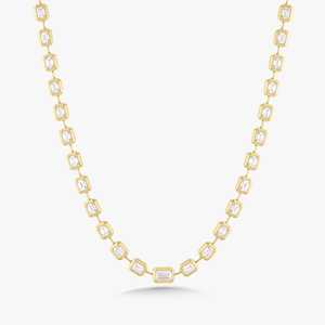 14k Gold Emerald Cut Lab Grown Diamond Tennis Choker Chain Necklace 15 ct Bezel Set Graduated Wedding Bridal Jewelry Wholesale - Product Image 1