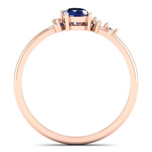 Anillo de Compromiso REYES de Lujo en Oro Sólido de 14K con Moissanita Certificada GRA, Corte Oval Elegante, Gema de Zafiro Azul de 0.5Ct, Anillo de Diseño - Product Image 4