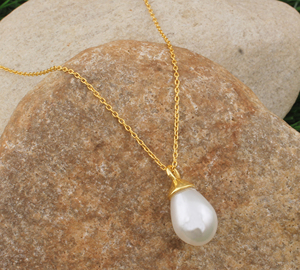 Natural Freshwater Pearl <b>Drop</b> Pendant 925 Sterling Silver Dainty Teardrop Pearl Bezel Setting Vintage Unisex <b>Necklace</b> Wholesale - Product Image 3