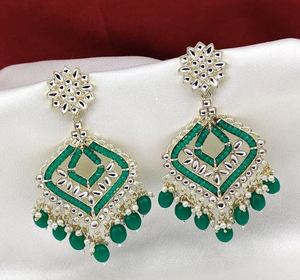 Pendientes de Moda para Mujer, Multicolores, Estilo Kashmirí, Chapados en Oro, Diseño de Flor, con Cristales de Imitación, para Bodas y Fiestas - Product Image 3