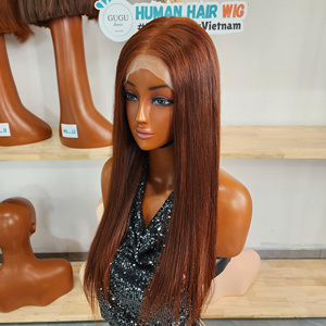 20 Inch Transparent Lace Front Pre Plucked <b>Brown</b> Color Glueless Wig 100% Vietnamese Virgin Human Hair <b>Medium</b> Cap for Women - Product Image 1
