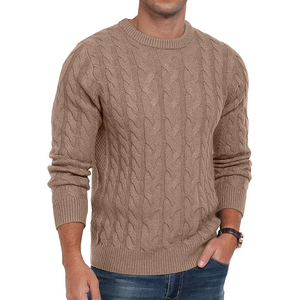 Men's Cable Knit <b>Pullover</b> <b>Sweater</b> Crew Neck Full Sleeve Solid Color Knitted Autumn Wear - Product Image 4