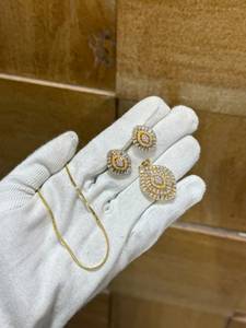 Ensemble de boucles d'oreilles pendantes plaquées or Bhargavi tendance pour femmes, bijoux de mariage indien, fournisseur OEM, style tendance - Product Image 6