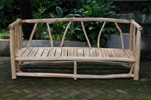 Banco de Teca Moderno para Exteriores con Diseño de Ramas, Mueble de Patio para 2 Personas, KAG Furniture BEN16 - Product Image 2