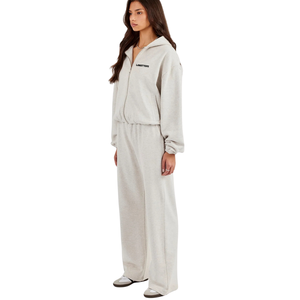 Women's Cropped Full Zip Hooded Tracksuit Set Fitted <b>Long</b> <b>Sleeve</b> <b>Top</b> Straight Leg Trousers Elastic Waist Two Piece Casual Outfit - Product Image 6