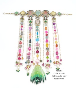 Diadema con Cuentas Multicolores, Joyería para el Cabello, Adorno con Piedras Dobles, Accesorio para el Cabello Hecho a Mano, para Bodas y Festivales - Product Image 2