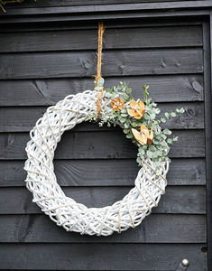 Wholesale Handcrafted Woven White <b>Christmas</b> <b>Wreath</b>, Natural Rattan Hanging Circle with Floral <b>for</b> Home Wall - Product Image 3