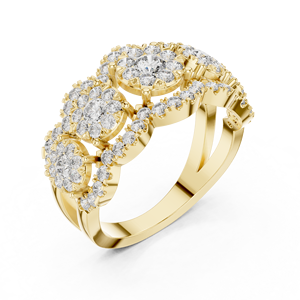 Anillo de Diamantes Cultivados en Laboratorio con Corte Redondo, Oro Sólido de 14K/18K, Anillo de Boda con Halo de Múltiples Piedras, 1.35CT DEFVVS, Joyería Fina Clásica ODM - Product Image 3