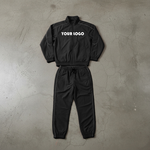 Custom Logo Reflective Piping Polyester Summer Plus Size Breathable Windbreaker <b>Tracksuit</b> for Men - Product Image 4