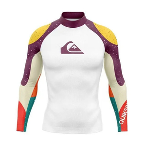 Wholesale Unisex UPF50+ Anti-Bacterial Eco-Friendly Rash Guard Short Breathable Quick Dry Polyester Spandex Compression <b>Surf</b> - Product Image 5