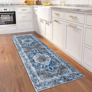 พรมโพลีเอสเตอร์ลายเรขาคณิตสไตล์ชนเผ่า สีส้มเบจ ล้างทำความสะอาดได้ กันลื่น เหมาะสำหรับห้องนั่งเล่นสมัยใหม่ ห้องโถง สไตล์โบฮีเมียน - Product Image 2