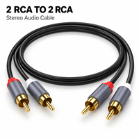 Câble audio stéréo double RCA durable, mâle, plaqué or, en cuivre, pour TV, DVD, CD, amplificateur, haut-parleur alimenté