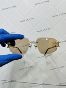 Gafas de sol sin montura de plata 925 con incrustaciones de moissanita, estilo puente de diamante, a la moda hip hop, unisex - Product Image 2