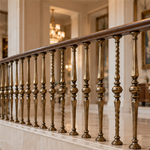 Barandilla de Escalera Metálica Ornamental de Bronce Clásico con Balaustres Trenzados para Villas, Hoteles e Interiores Elegantes - Product Image 2