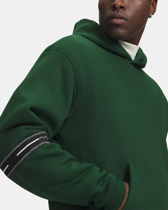 Sudadera con Capucha Verde Oscuro, Cierre de Cremallera, Corte Regular, Hombros Caídos, Felpa Francesa, 100% Algodón, Transpirable, Bordada, para Hombre, Color Sólido - Product Image 3