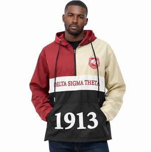 Vestes coupe-vent à capuche avec fermeture éclair quart de tour, motif lettres grecques delta/sigma/theta, style coach, nouvelle conception 1913, imperméables - Product Image 2