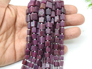 Perles de rubis naturelles - Lisses et polies - Forme cube - 8 pouces - 5x4 à 9x8 mm environ - Pour la fabrication de bijoux - Pierre artisanale - Product Image 3