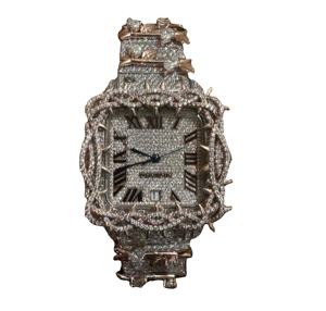 หายาก VVS Moissanite นาฬิกาธุรกิจหนังหรูหราดีไซเนอร์ดอกไม้ที่ไม่ซ้ำกันของผู้ชายสายสแตนเลส - Product Image 1