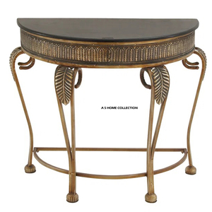 Leafy Design Luxury Italian Black Marble With <b>Gold</b> Plated <b>Console</b> <b>Table</b> for Home Hotel Direct Factory Price - Product Image 1