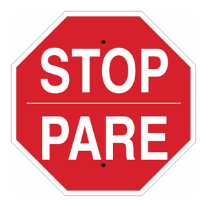 Panneau d'arrêt bilingue anglais-espagnol, signalisation de sécurité réfléchissante en PVC haute visibilité pour une utilisation en intérieur et en extérieur - Product Image 2