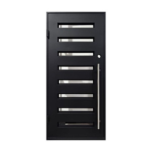 Minimalist-style rust-resistant wrought iron entrance door; easy to assemble, featuring a powder-coated finish. - Product Image 2